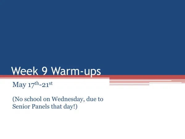 Week 9 Warm-ups
