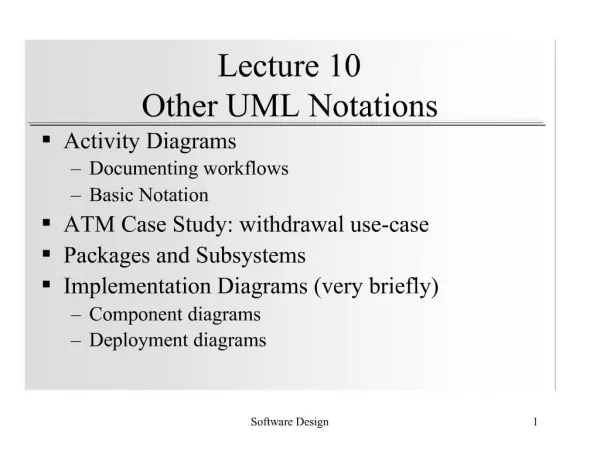 Lecture 10 Other UML Notations
