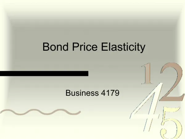 Bond Price Elasticity