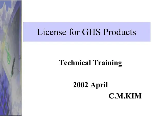 License for GHS Products