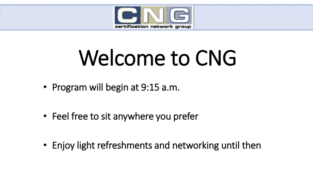 welcome to cng