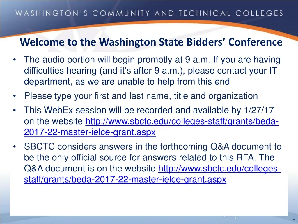 welcome to the washington state bidders conference