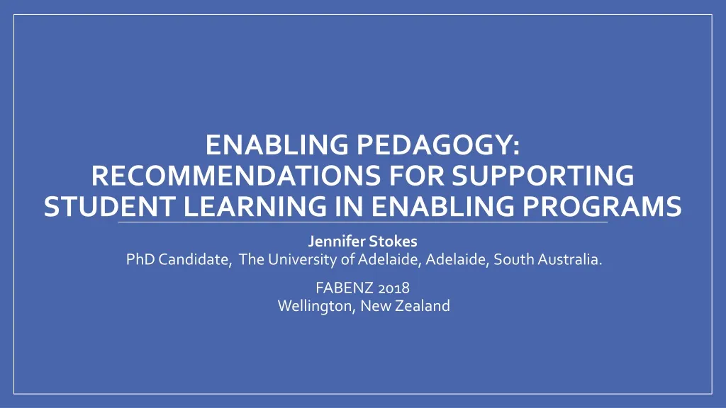enabling pedagogy recommendations for supporting student learning in enabling programs