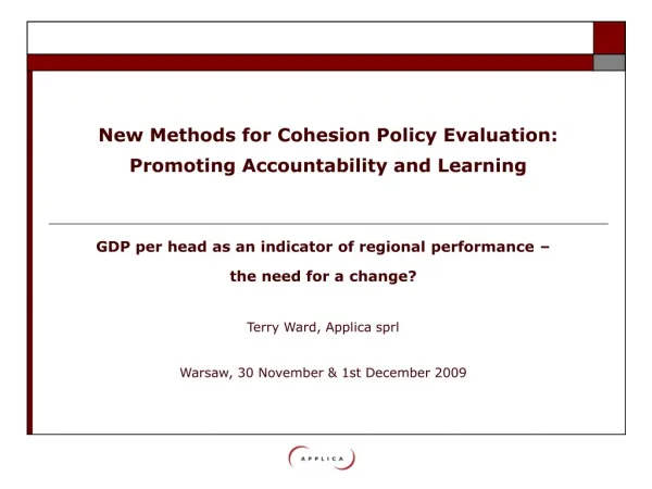 New Methods for Cohesion Policy Evaluation: Promoting Accountability and Learning