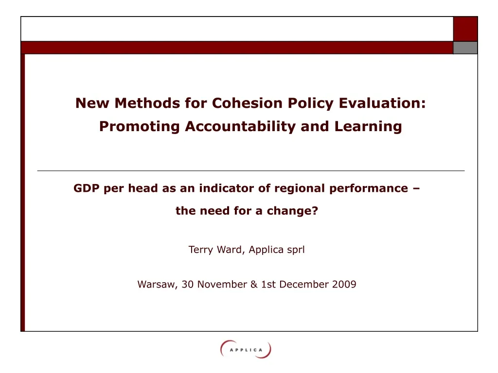 new methods for cohesion policy evaluation promoting accountability and learning