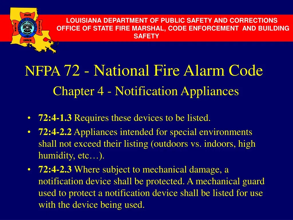 nfpa 72 national fire alarm code chapter 4 notification appliances
