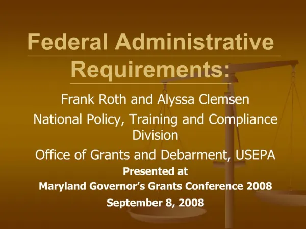 Federal Administrative Requirements:
