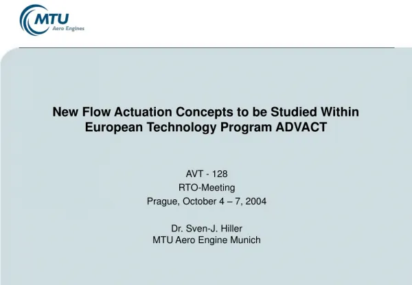 New Flow Actuation Concepts to be Studied Within European Technology Program ADVACT
