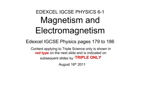 EDEXCEL IGCSE PHYSICS 6-1 Magnetism and Electromagnetism
