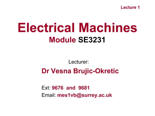 Electrical Machines Module SE3231