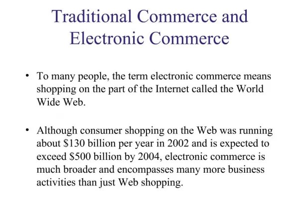 Traditional Commerce and Electronic Commerce