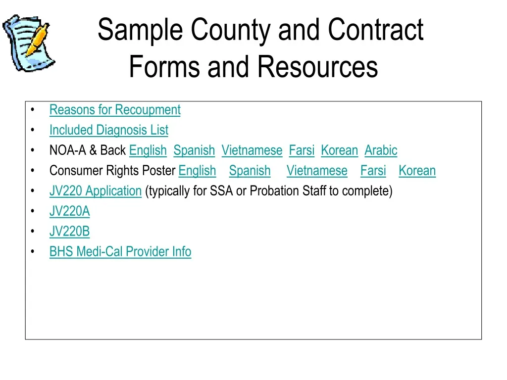 sample county and contract forms and resources