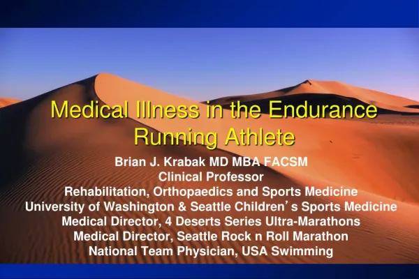 Medical Illness in the Endurance Running Athlete