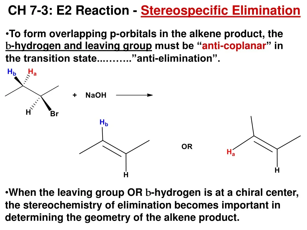 ch 7 3 e2 reaction stereospecific elimination