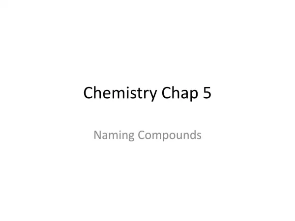 Chemistry Chap 5