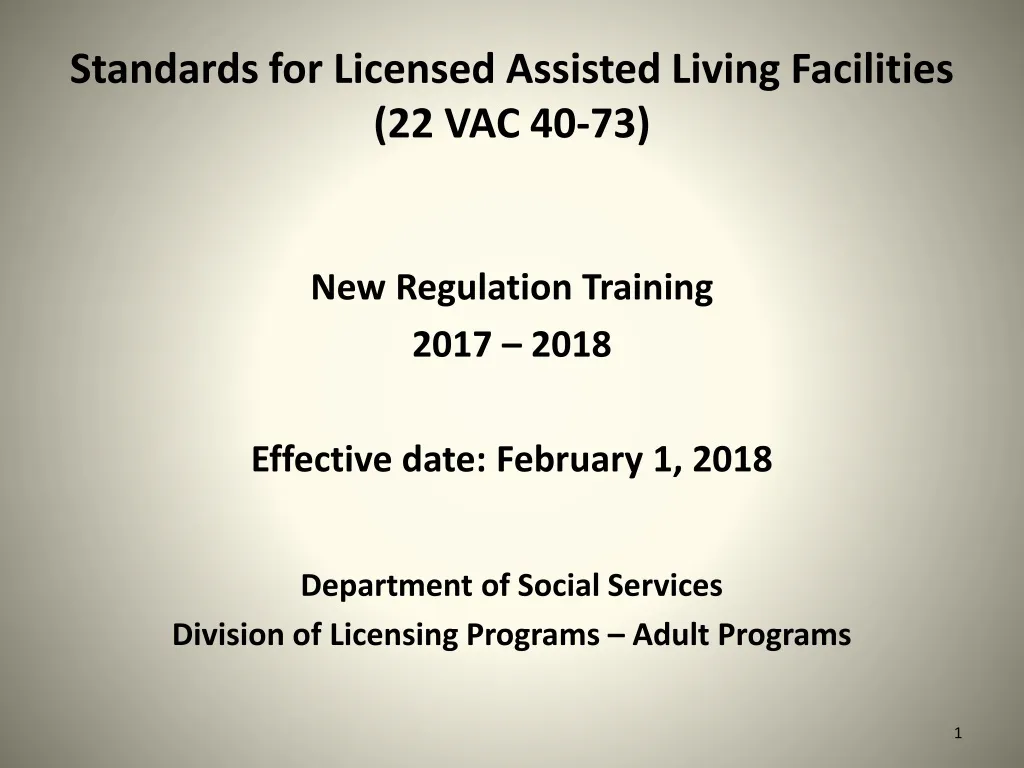 standards for licensed assisted living facilities 22 vac 40 73