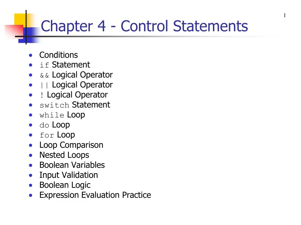 chapter 4 control statements