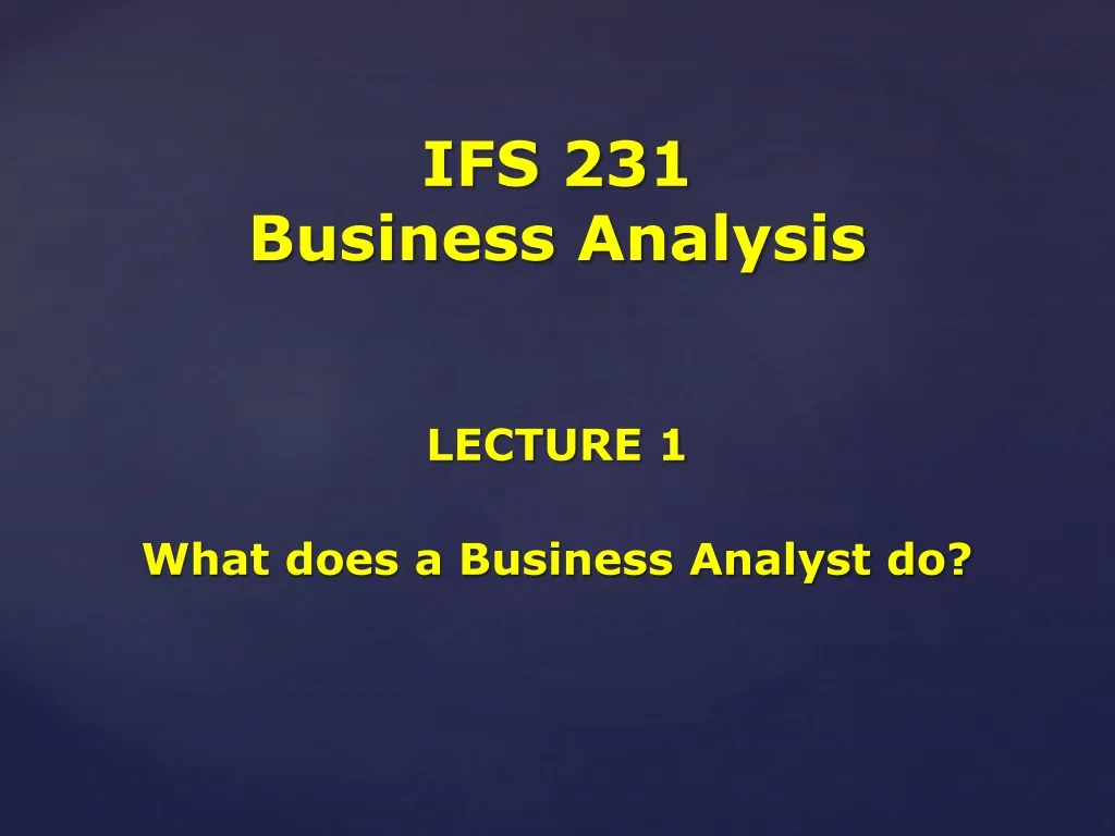 ifs 231 business analysis