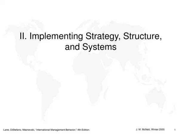 II. Implementing Strategy, Structure, and Systems