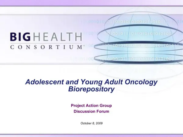 Adolescent and Young Adult Oncology Biorepository