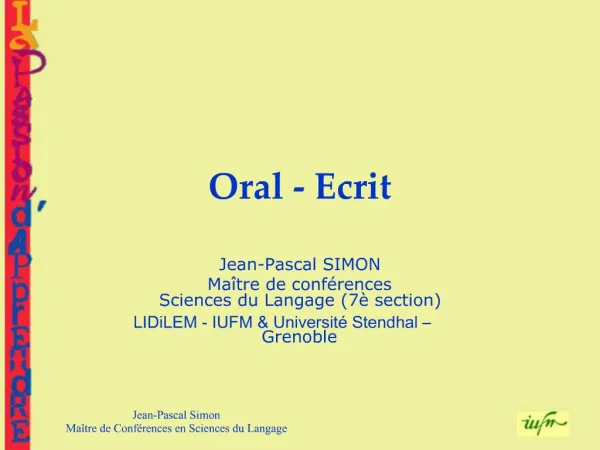 Oral - Ecrit