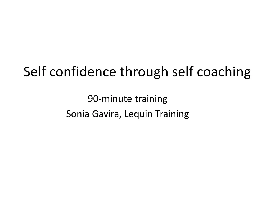 self confidence through self coaching