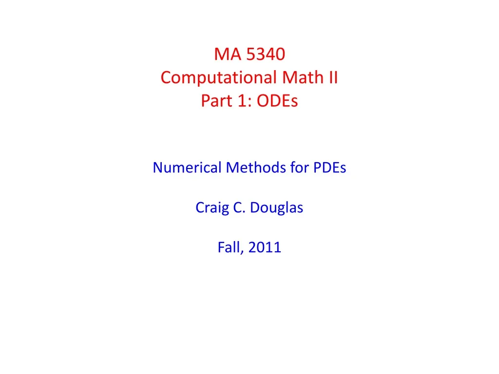ma 5340 computational math ii part 1 odes