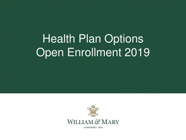 Health Plan Options Open Enrollment 2019