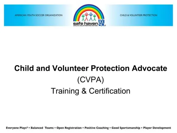 Child and Volunteer Protection Advocate CVPA Training Certification