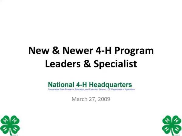 New Newer 4-H Program Leaders Specialist