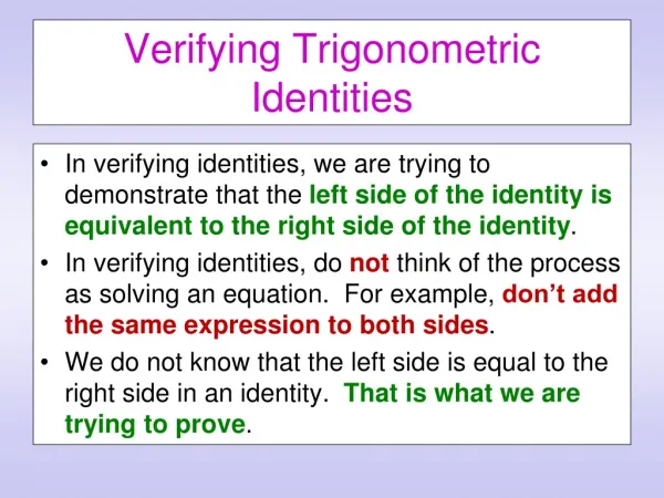 Verifying Trigonometric Identities