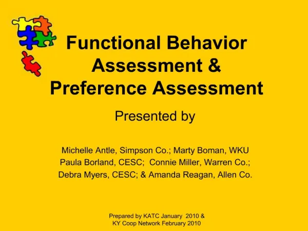 Functional Behavior Assessment & Preference Assessment