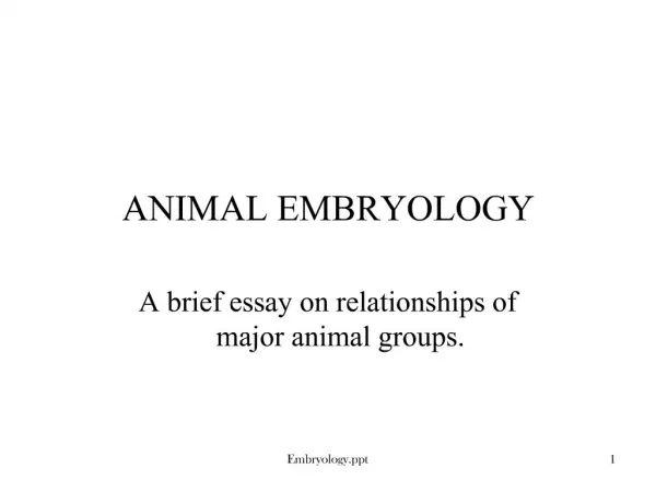 ANIMAL EMBRYOLOGY
