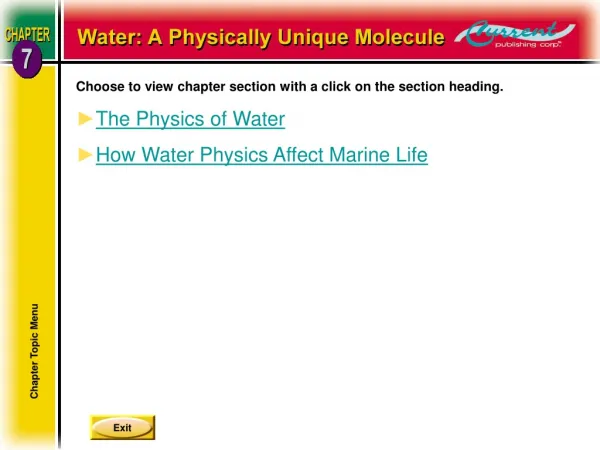 Choose to view chapter section with a click on the section heading. The Physics of Water