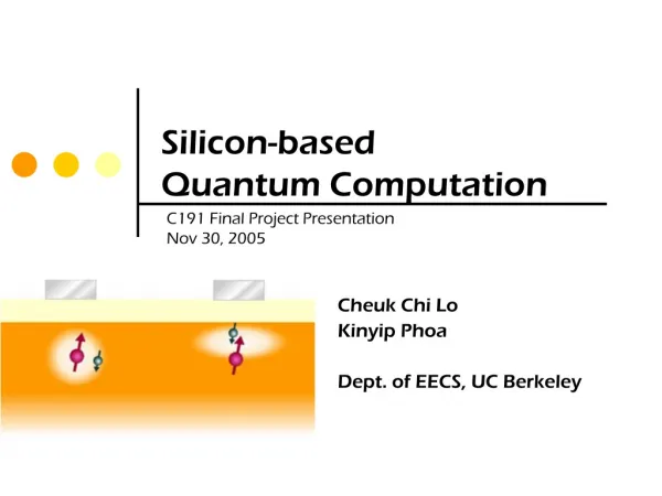 Silicon-based Quantum Computation