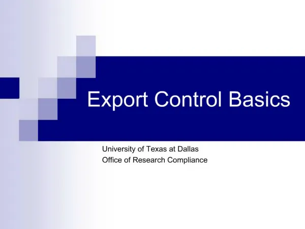 Export Control Basics