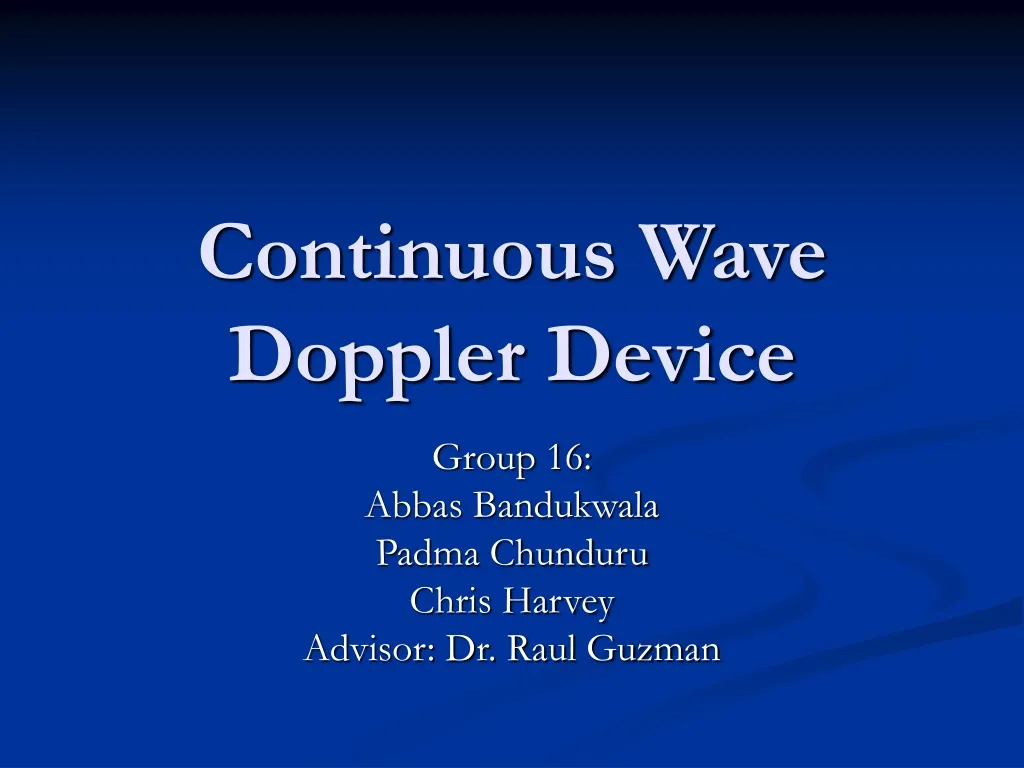 continuous wave doppler device