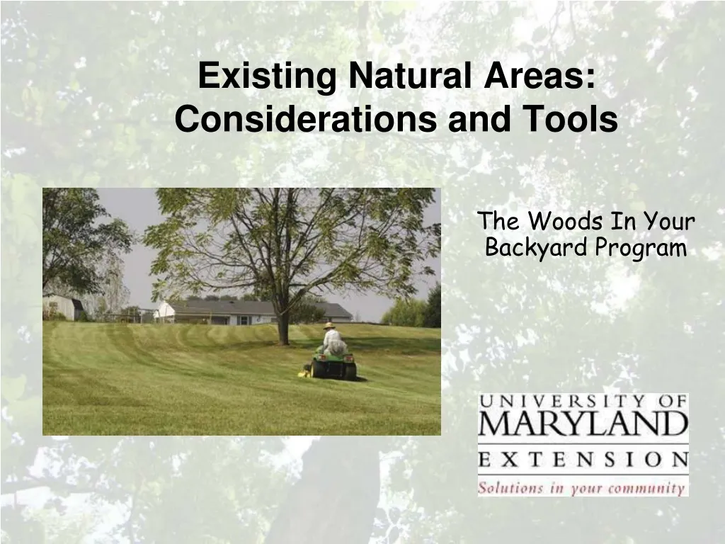 existing natural areas considerations and tools