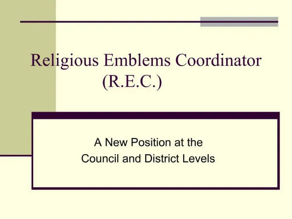 Religious Emblems Coordinator R.E.C.