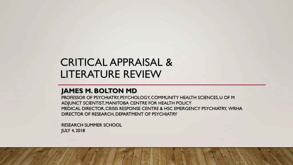 critical appraisal the literature review