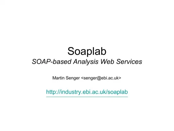 Soaplab SOAP-based Analysis Web Services
