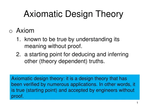 Axiomatic Design Theory