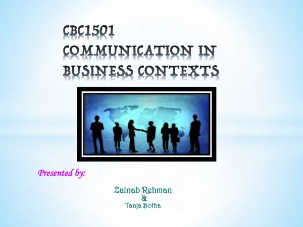 CBC1501 COMMUNICATION IN BUSINESS CONTEXTS