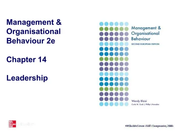 Management Organisational Behaviour 2e Chapter 14 Leadership