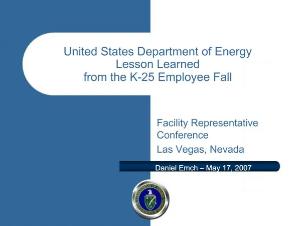 United States Department of Energy Lesson Learned from the K-25 Employee Fall