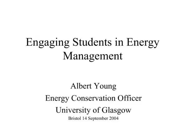 Engaging Students in Energy Management