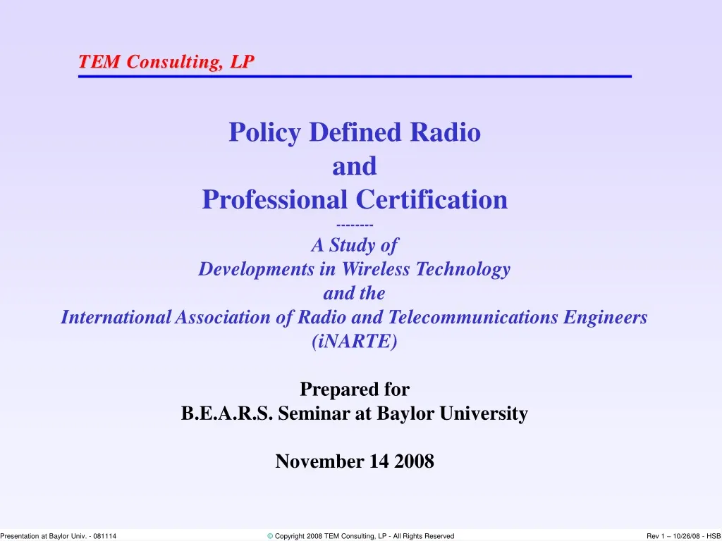 policy defined radio and professional