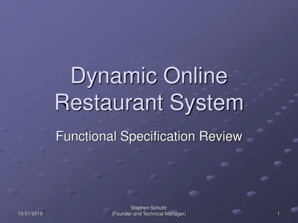 Dynamic Online Restaurant System