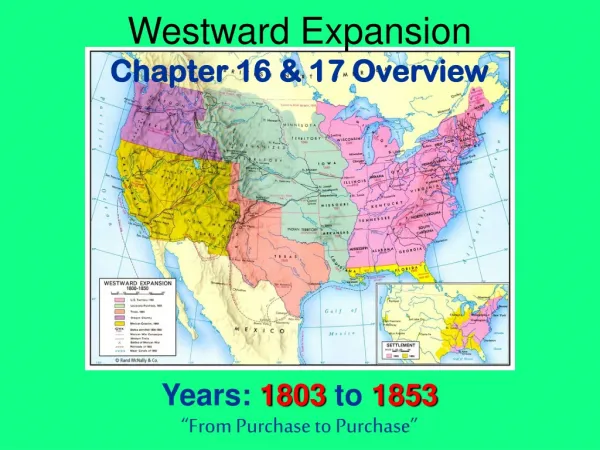 Westward Expansion Chapter 16 &amp; 17 Overview Years: 1803 to 1853 “From Purchase to Purchase”