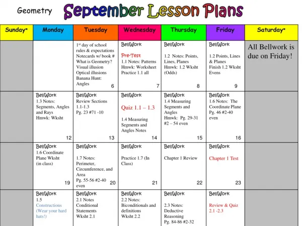 November Lesson Plans